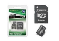 Transcend 1GB microSD Card + 2 adapters (TS1GUSD2)